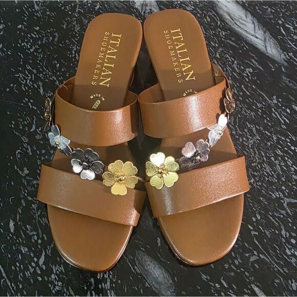 BRAND NEW ITALIAN SHOEMAKERS  FLORAL WOMEN'S DESIGN SANDALS - Picture 2 of 13